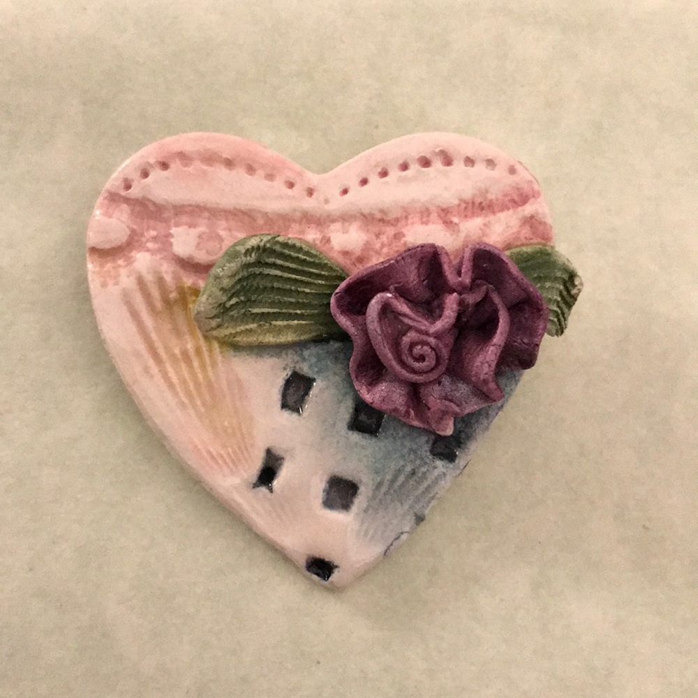 Ceramic heart pin